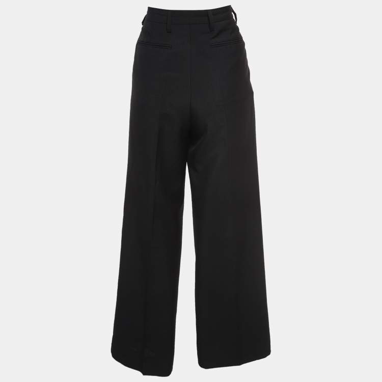Pre Owned Prada Grey Wool Blend Wide Leg Trousers M