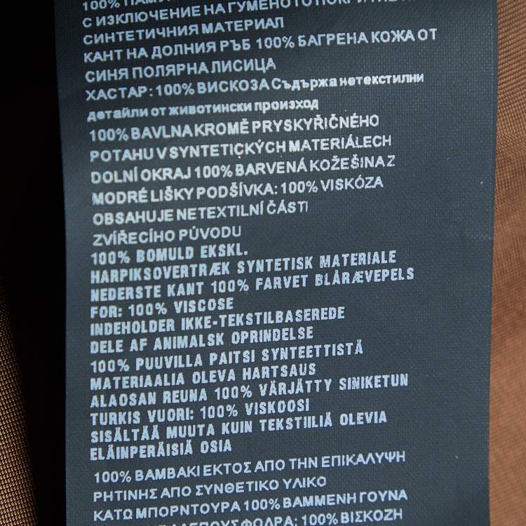 Pre Owned Prada Orange Poster Print Coated Cotton Fur Trimmed Sleeveless Dress M