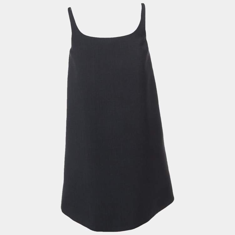 Pre Owned Prada Dark Grey Wool Sleeveless Mini Dress S