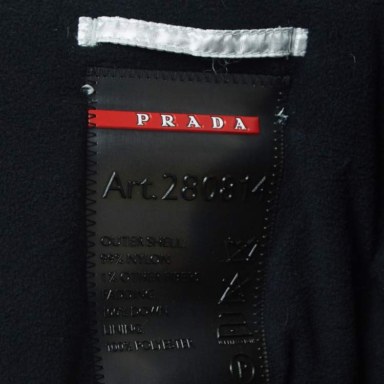Pre Owned Prada Vintage Silver Nylon Detachable Hood Down Jacket M