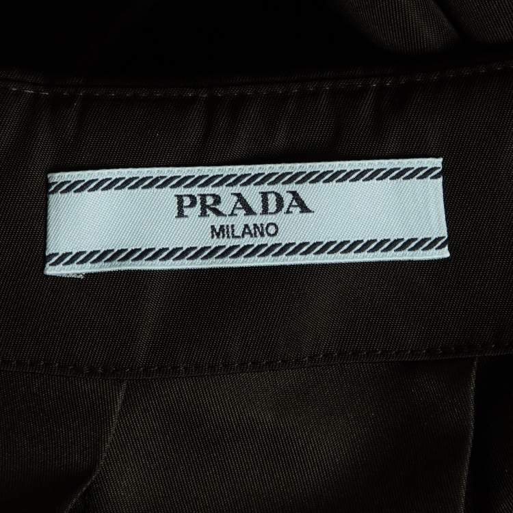 Pre Owned Prada Black Re-Nylon Belt Detail Pleated Mini Skirt XS