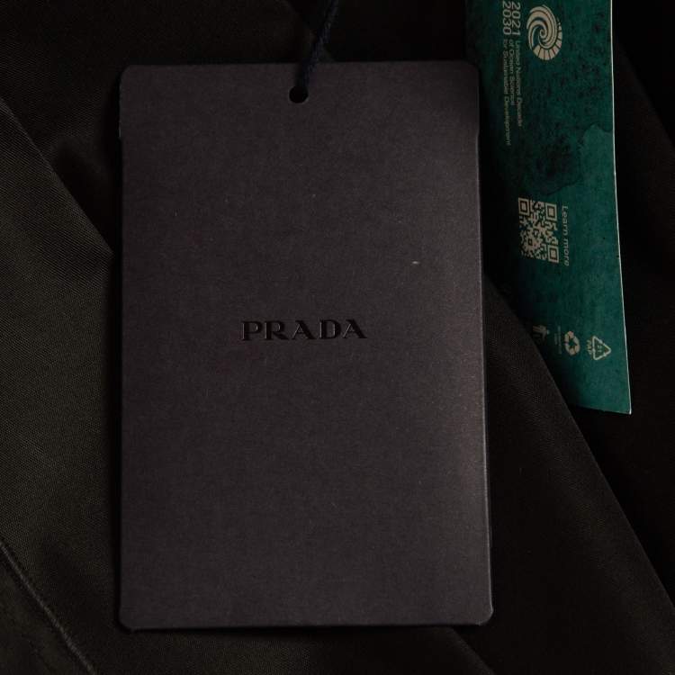 Pre Owned Prada Black Re-Nylon Belt Detail Pleated Mini Skirt XS