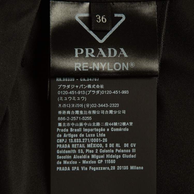 Pre Owned Prada Black Re-Nylon Belt Detail Pleated Mini Skirt XS