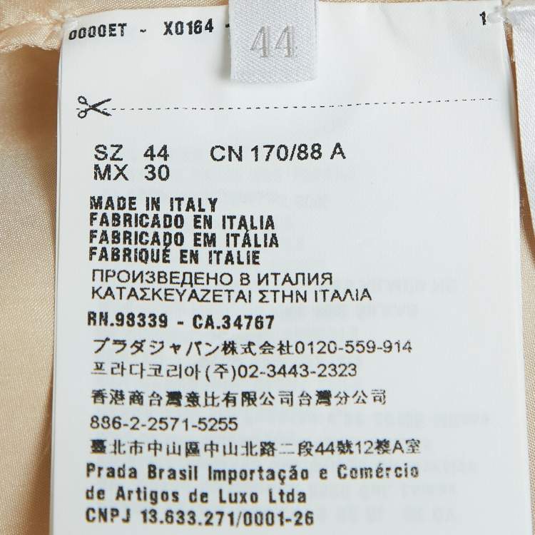 Pre Owned Prada Beige Lace Trim Satin Shoulder Strap Mini Slip Dress M