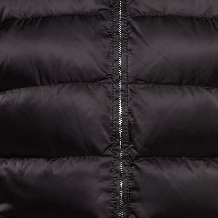 Pre Owned Prada Black Fur Trimmed Hood Nylon Padded  Jacket M