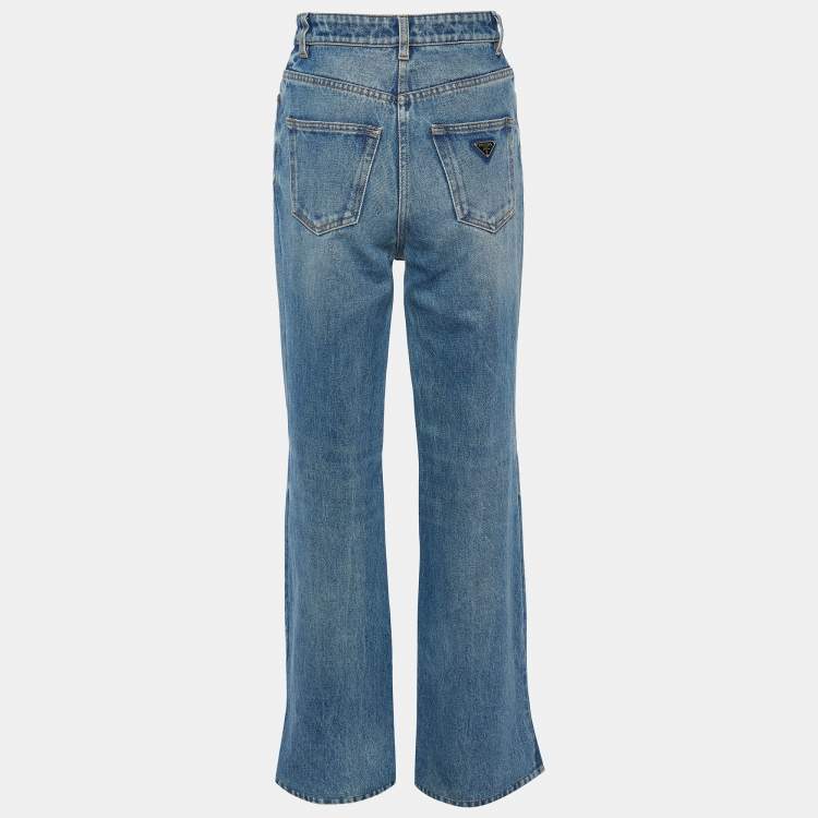 Pre Owned Prada Blue Denim High Waist Flared Jeans S/Waist 25"