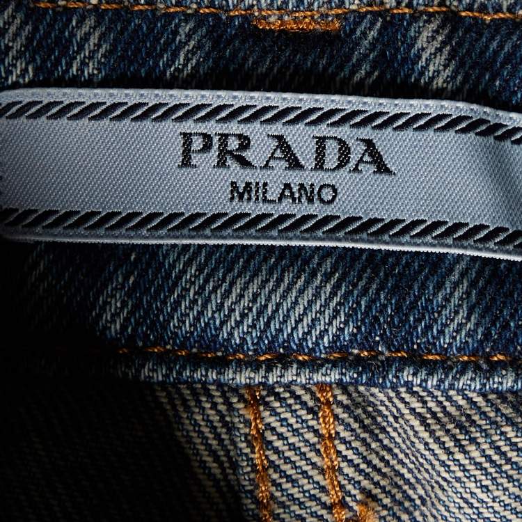Pre Owned Prada Blue Denim High Waist Flared Jeans S/Waist 25"