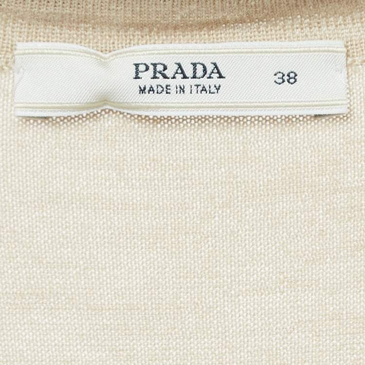 Pre Owned Prada Vintage Beige Wool Blend Knit Sleeveless Top S