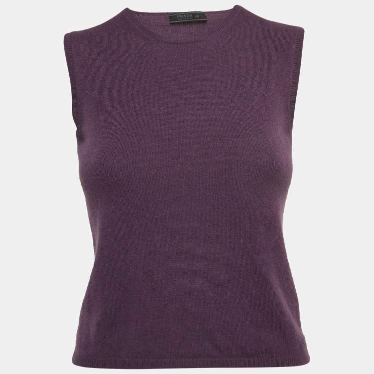 Pre Owned Prada Vintage Purple Cashmere Sleeveless Top S