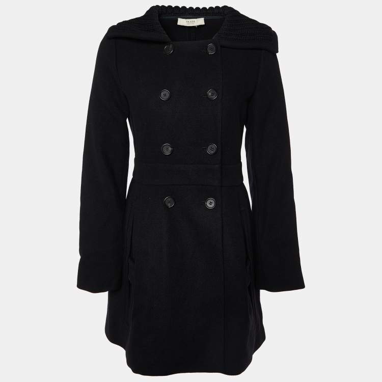 Prada Black Wool Double Breasted Coat S Prada | TLC