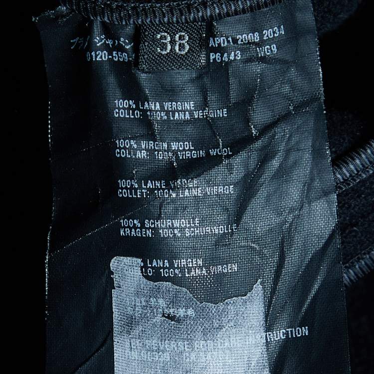 Pre Owned Prada Black Wool Double Breasted Coat S 