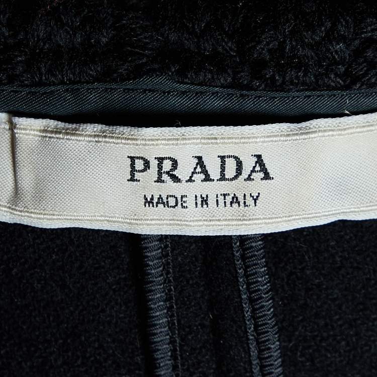 Pre Owned Prada Black Wool Double Breasted Coat S 