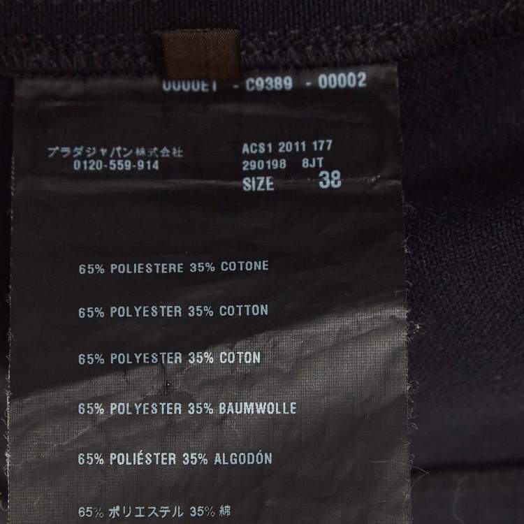 Pre Owned Prada Black Cotton Blend Zipper Front Cropped Jacket S