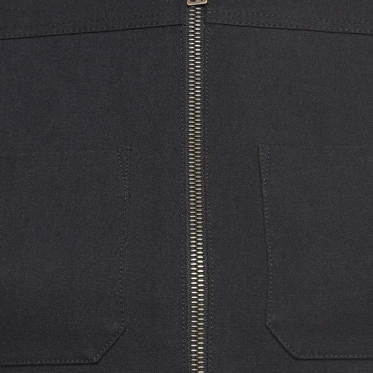 Pre Owned Prada Black Cotton Blend Zipper Front Cropped Jacket S