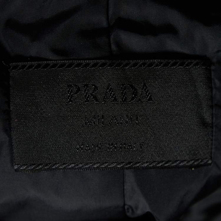 Pre Owned Prada Black Nylon Fur Trimmed Hooded Jacket L