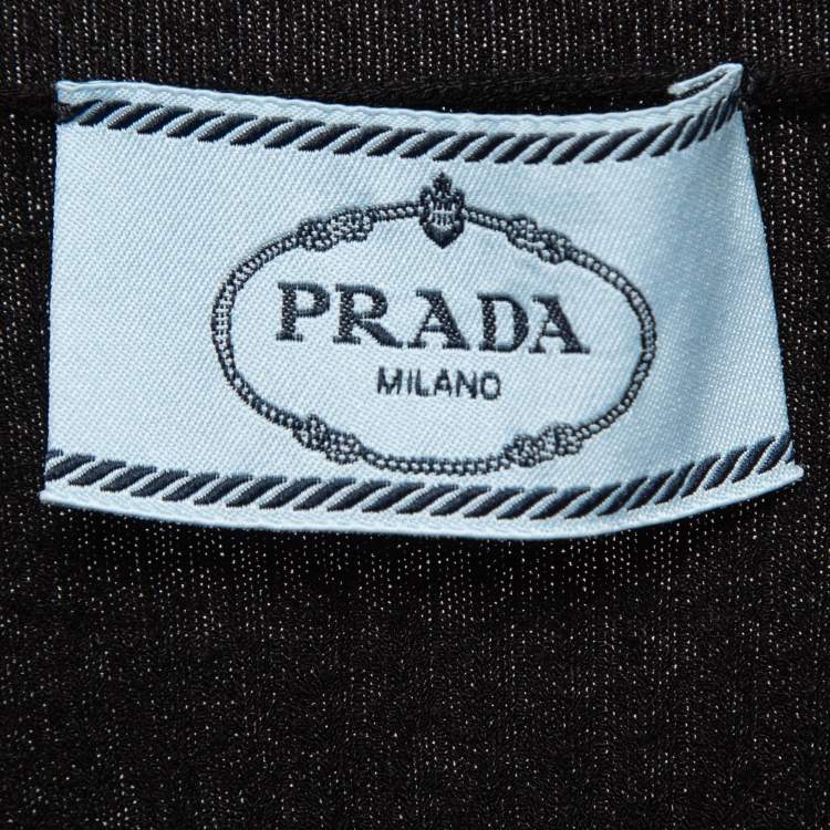 Pre Owned Prada Black Rib Knit Long Sleeve Top XS