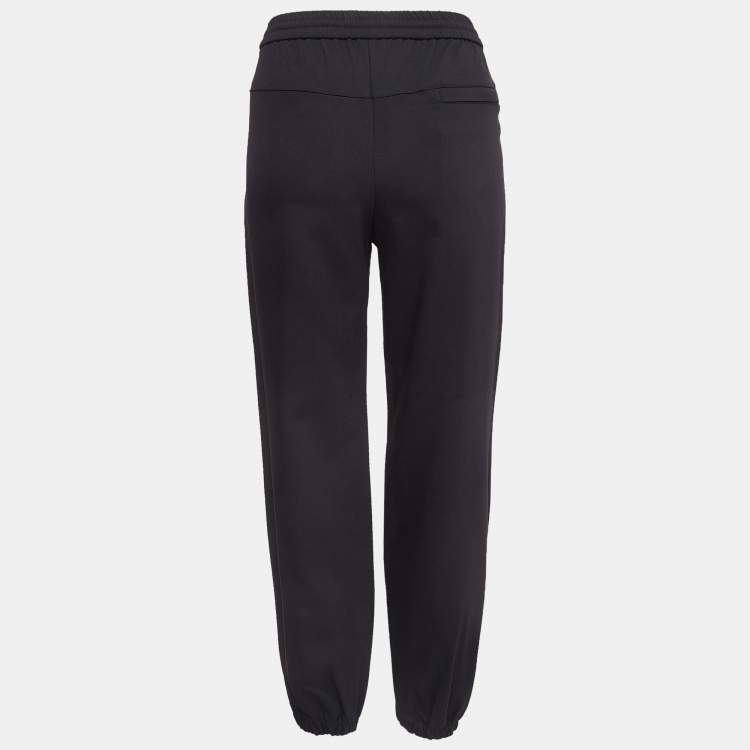 Pre Owned Prada Black Crepe Drawstring Joggers S