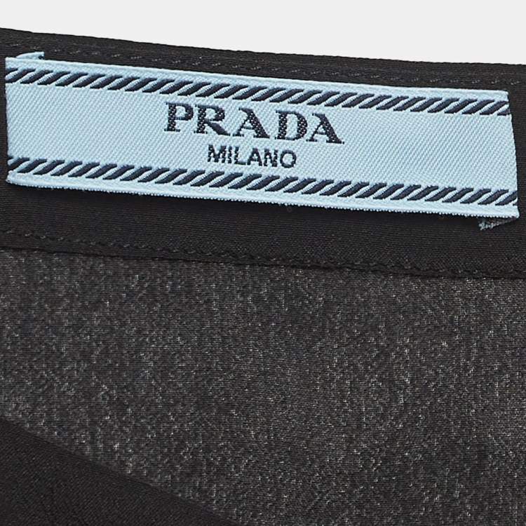 Pre Owned Prada Black Silk Decorative Cuff Detail Blouse M