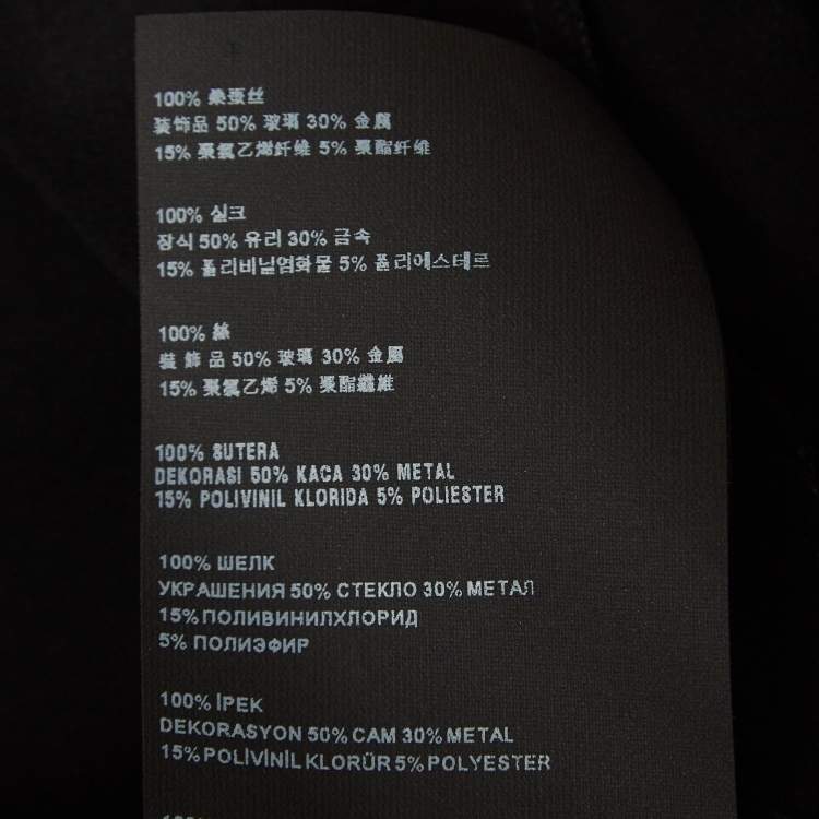 Pre Owned Prada Black Silk Decorative Cuff Detail Blouse M