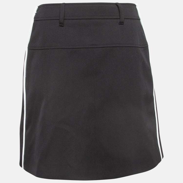 Pre Owned Prada Black Virgin Wool Pleated Mini Skirt S
