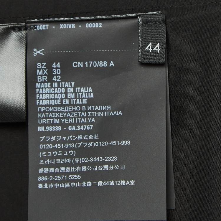 Pre Owned Prada Black Stretch Natté Tulle Sleeveless Belted Mini Dress M