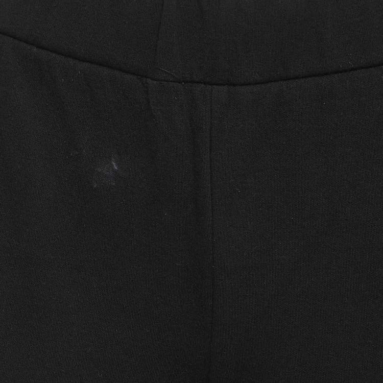 Pre Owned Prada Black Triangle Applique Cotton Knit Joggers M