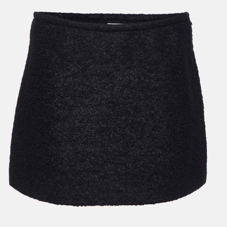 Pre Owned Prada Black Wool & Mohair Mini Skirt M