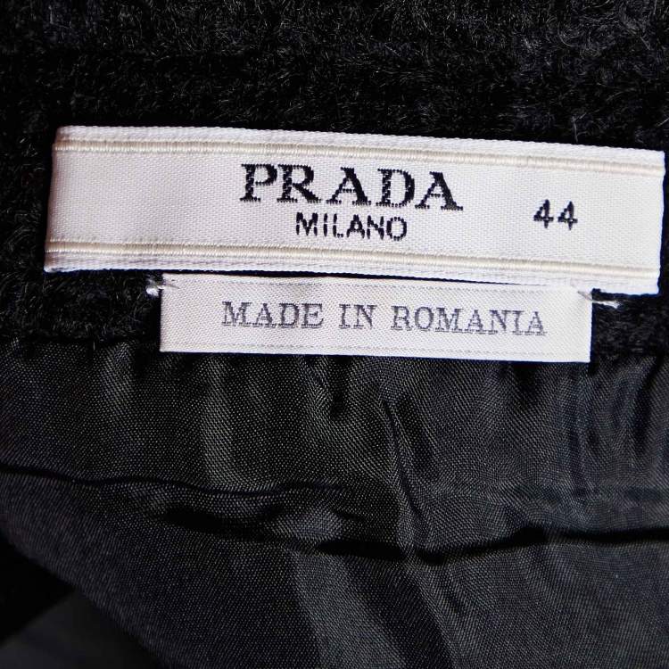 Pre Owned Prada Black Wool & Mohair Mini Skirt M