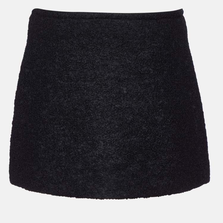 Pre Owned Prada Black Wool & Mohair Mini Skirt M