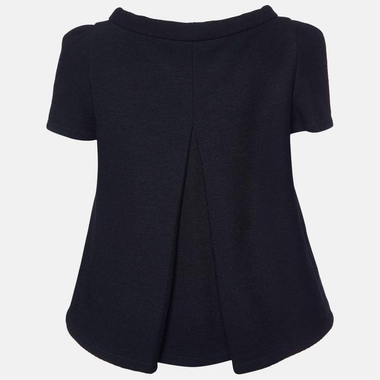 Pre Owned Prada Black Wool Flared Short Sleeve Top M