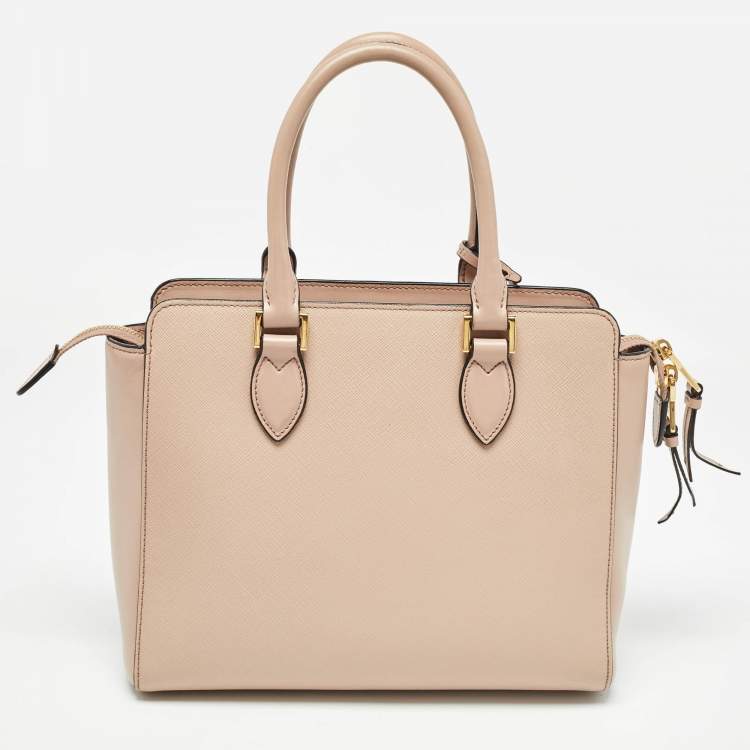 Pre Owned Prada Beige Saffiano Lux/Soft Leather Convertible Tote