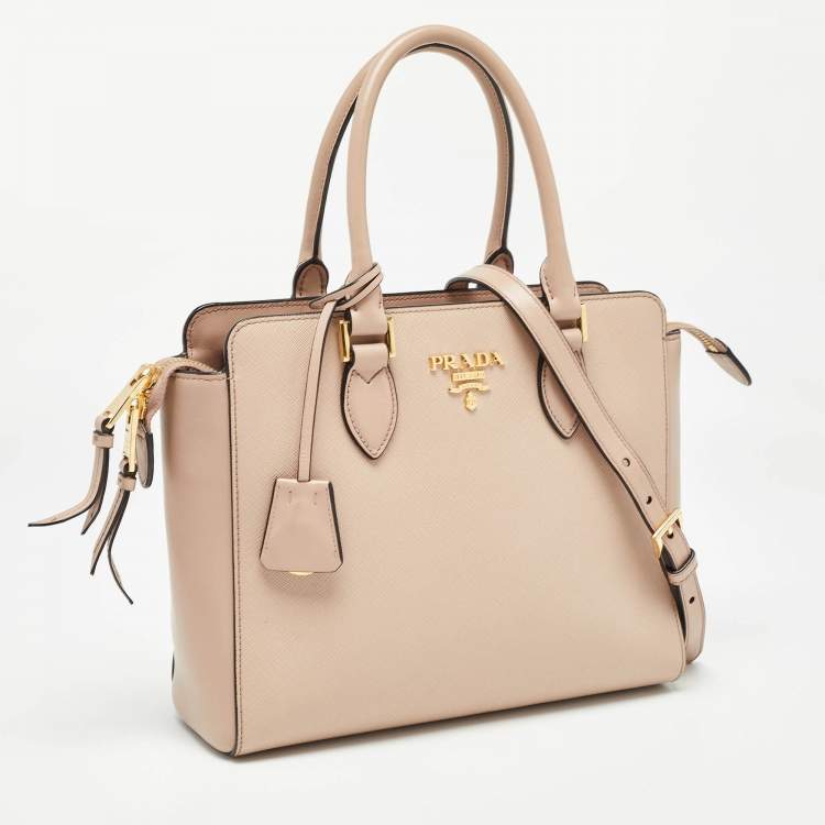 Pre Owned Prada Beige Saffiano Lux/Soft Leather Convertible Tote