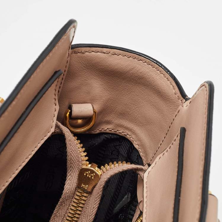 Pre Owned Prada Beige Saffiano Lux/Soft Leather Convertible Tote