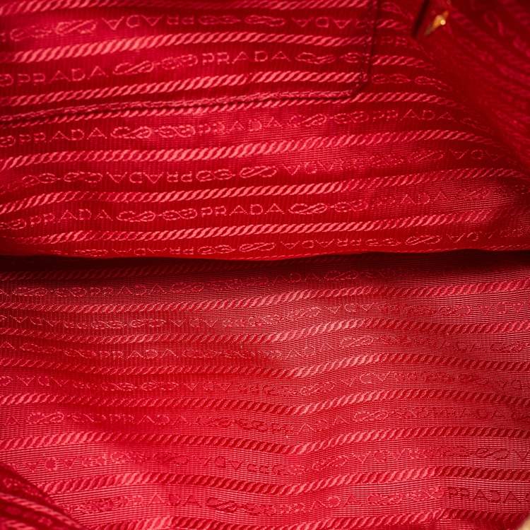 Pre Owned Prada Red Saffiano Leather Large Galleria Double Zip Tote
