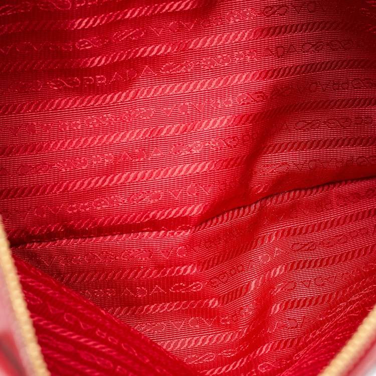 Pre Owned Prada Red Saffiano Leather Large Galleria Double Zip Tote