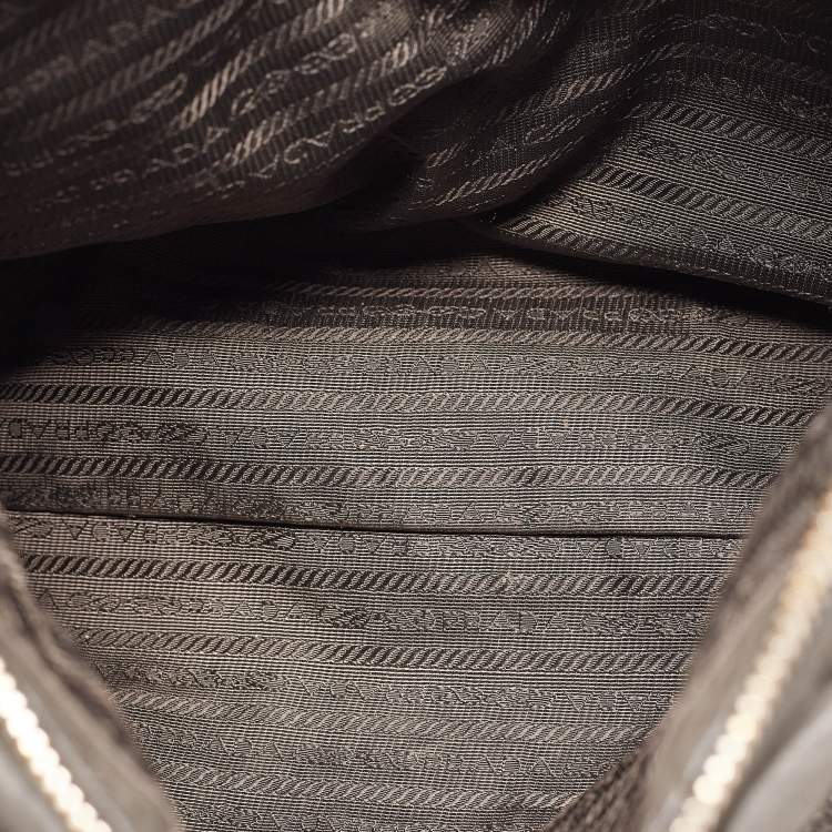 Pre Owned Prada Dark Grey Vitello Daino Leather Duffle Bag