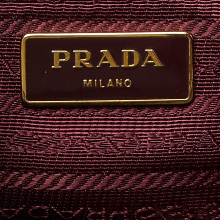 Pre Owned Prada Burgundy Saffiano Lux Leather Executive Galleria Tote