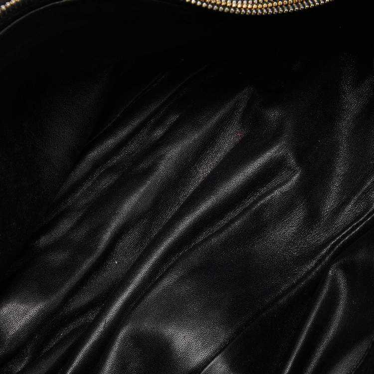 Pre Owned Prada Black Leather Zip Detail Satchel
