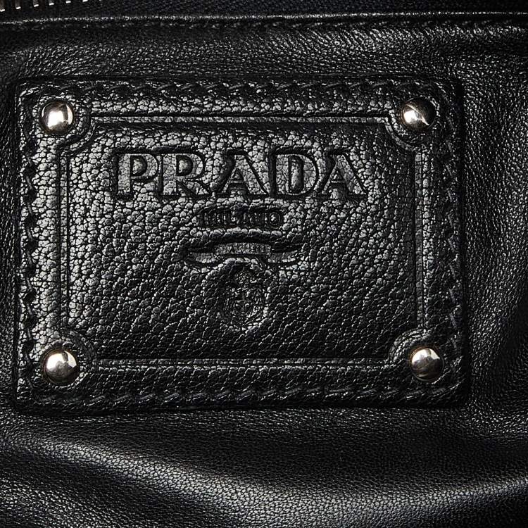 Pre Owned Prada Black Leather Zip Detail Satchel