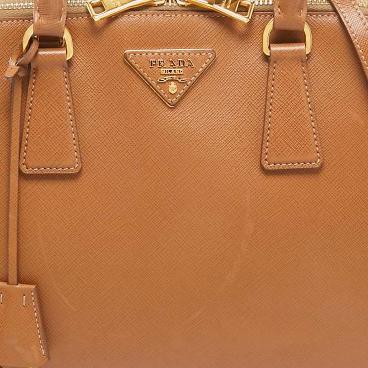 Pre Owned Prada Brown Saffiano Lux Leather Medium Promenade Bag