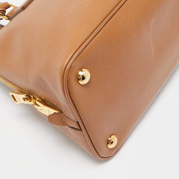 Pre Owned Prada Brown Saffiano Lux Leather Medium Promenade Bag