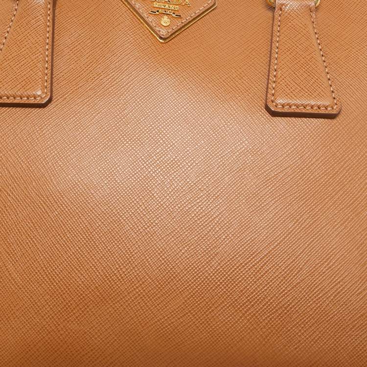 Pre Owned Prada Brown Saffiano Lux Leather Medium Promenade Bag