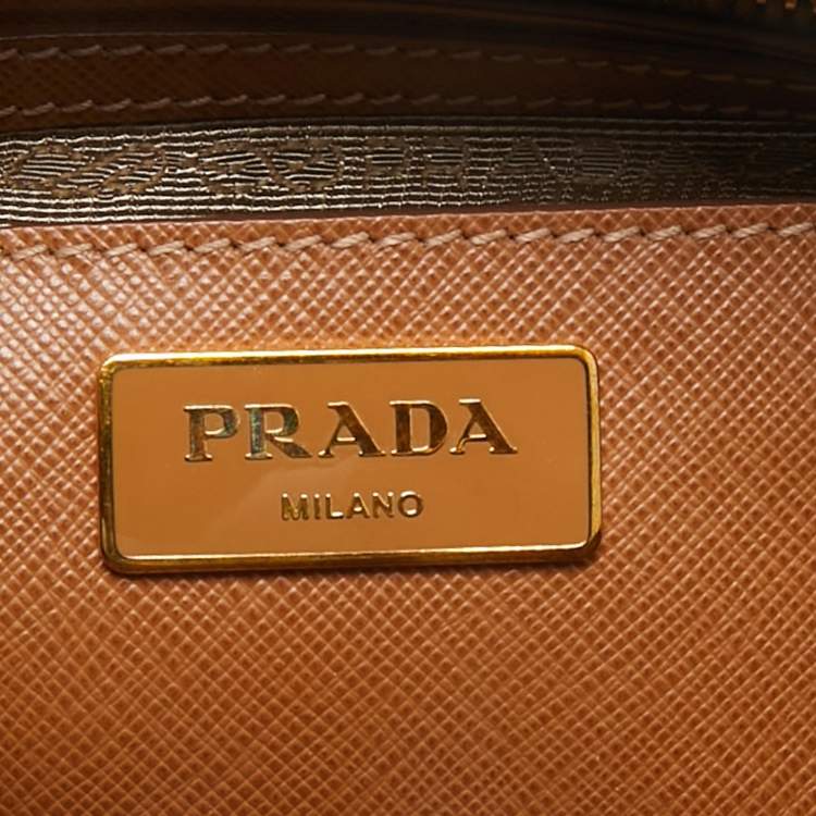 Pre Owned Prada Brown Saffiano Lux Leather Medium Promenade Bag