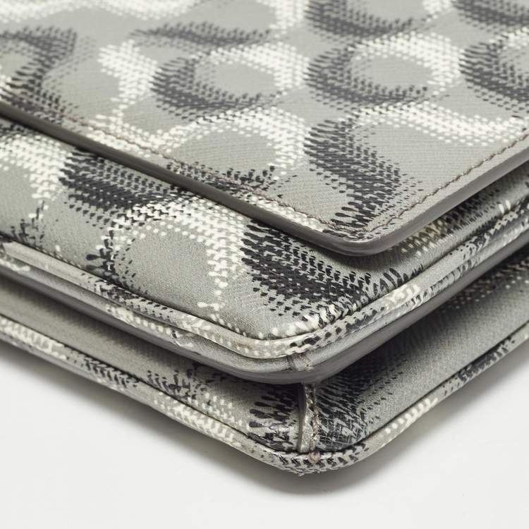 Pre Owned Prada Grey Molecule Print Leather Flap Top Handle Bag