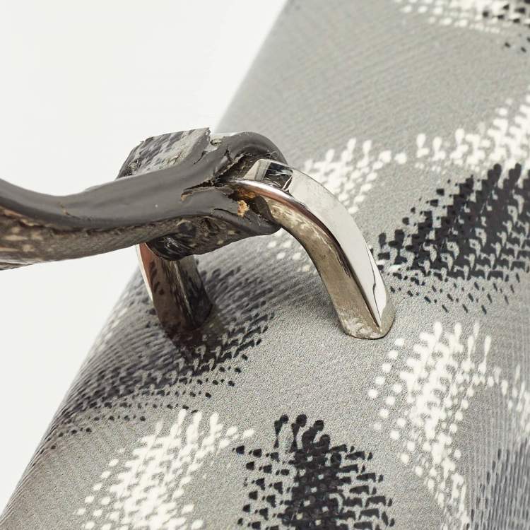 Pre Owned Prada Grey Molecule Print Leather Flap Top Handle Bag