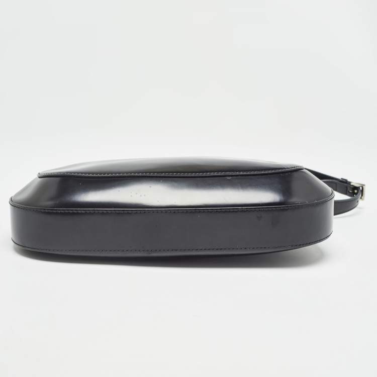 Pre Owned Prada Black Brushed Leather Cleo Shoulder Bag