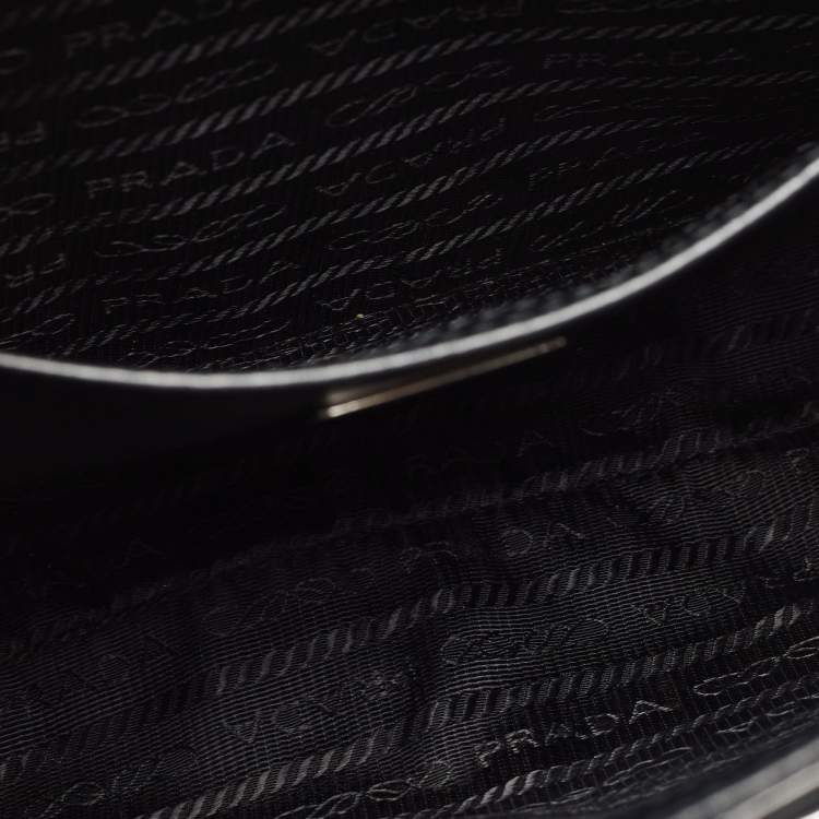 Pre Owned Prada Black Brushed Leather Cleo Shoulder Bag