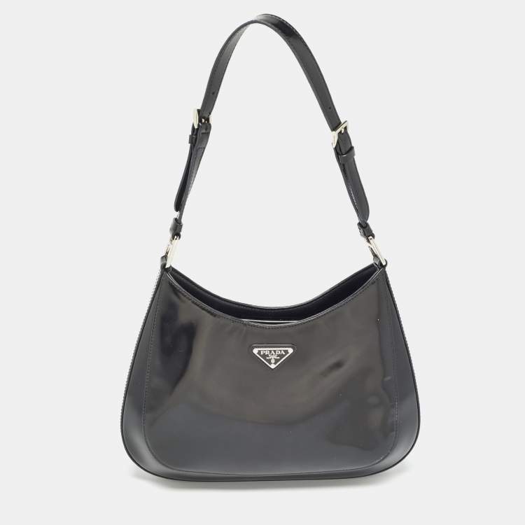 Pre Owned Prada Black Brushed Leather Cleo Shoulder Bag