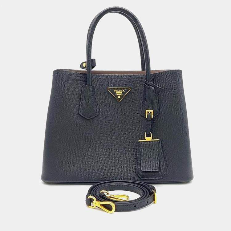 مملوكة مسبقًا Prada Black Leather Saffiano Hanbag 