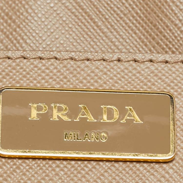 Pre Owned Prada Two Tone Beige Saffiano Lux Leather Large Double Zip Tote